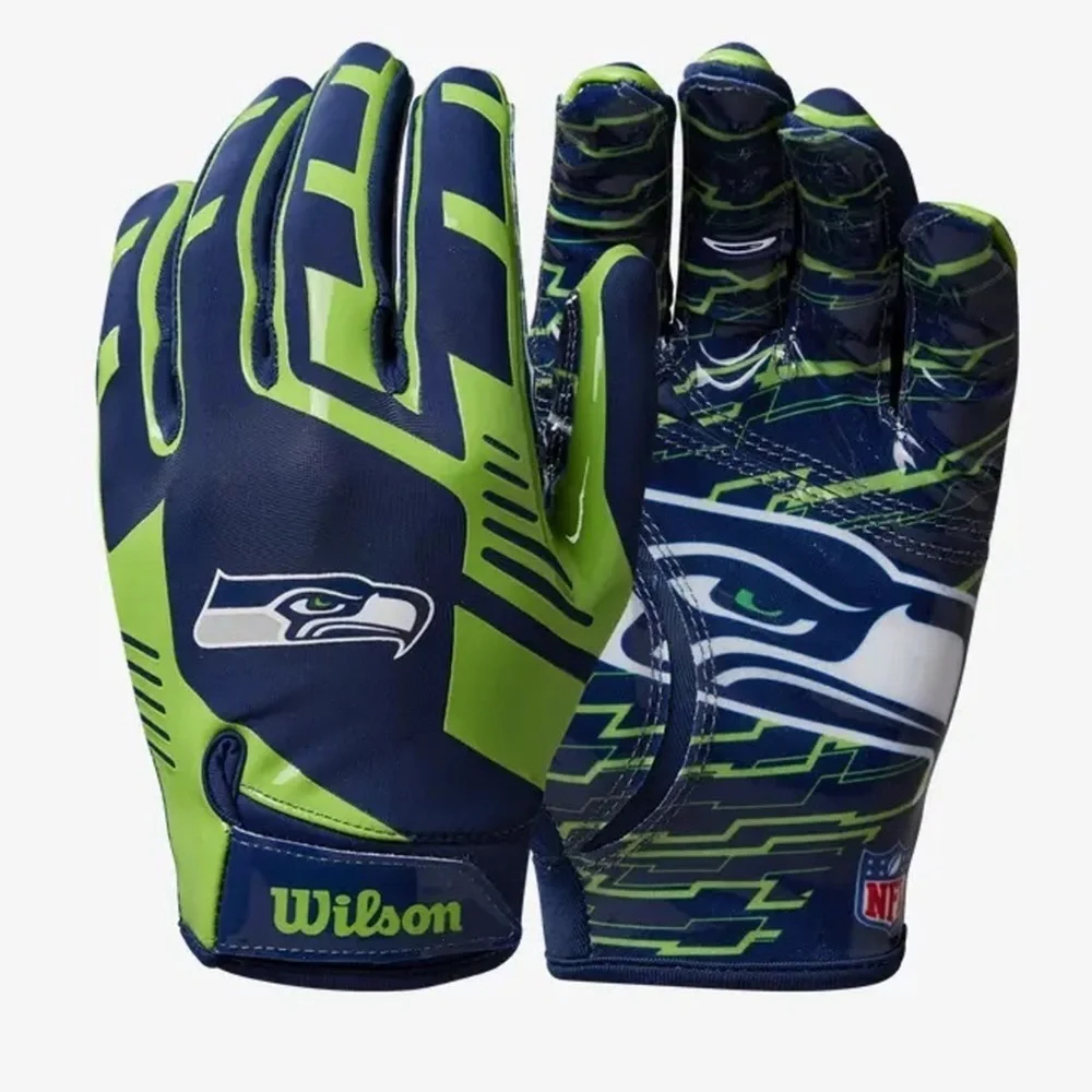 Seattle Seahawks NFL Stretch Fit Receiver Football Gloves WILSON NEW Youth